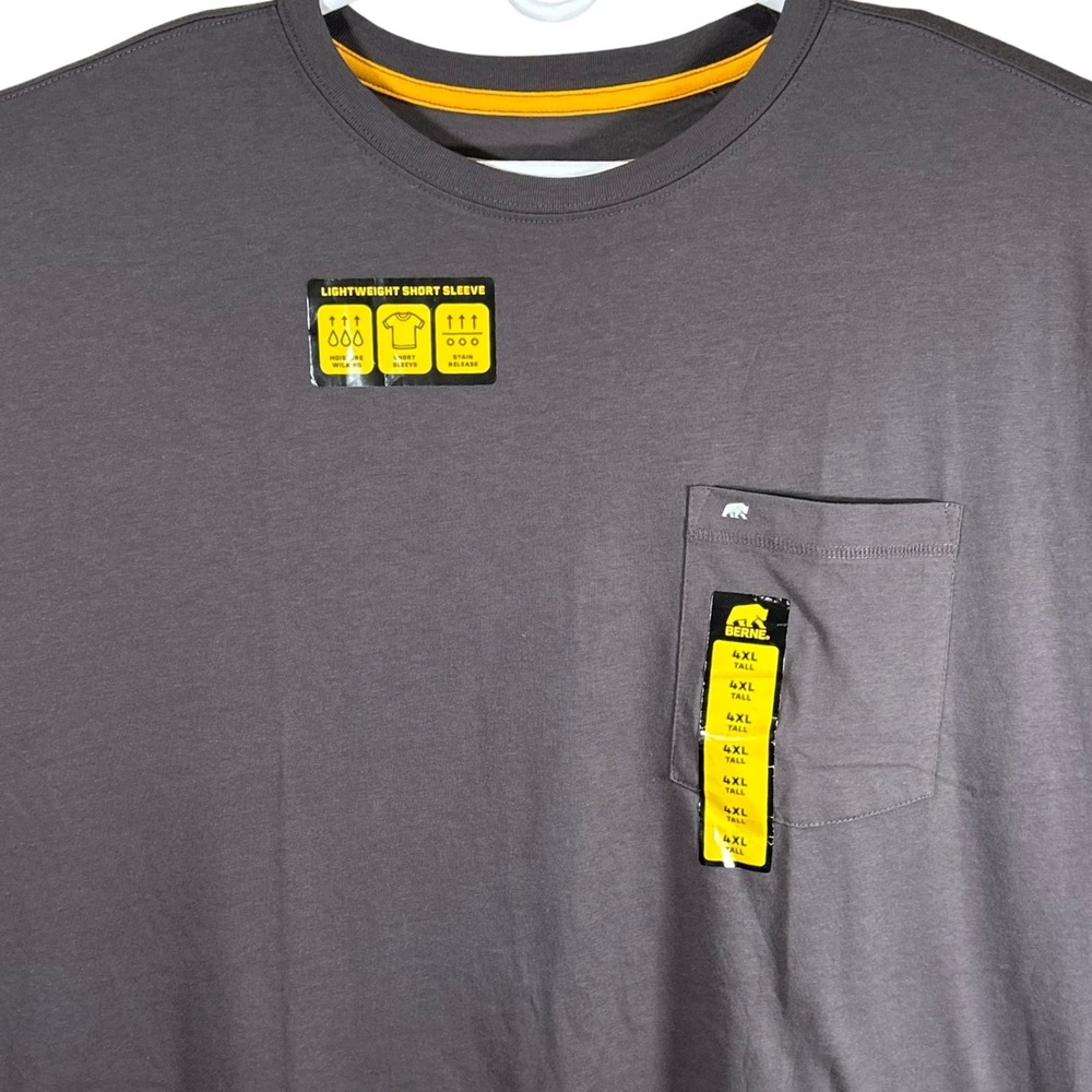 Berne Shirt Mens 4XL Tall Slate Gray Pocket T-Shirt Short Sleeve Work Tee New